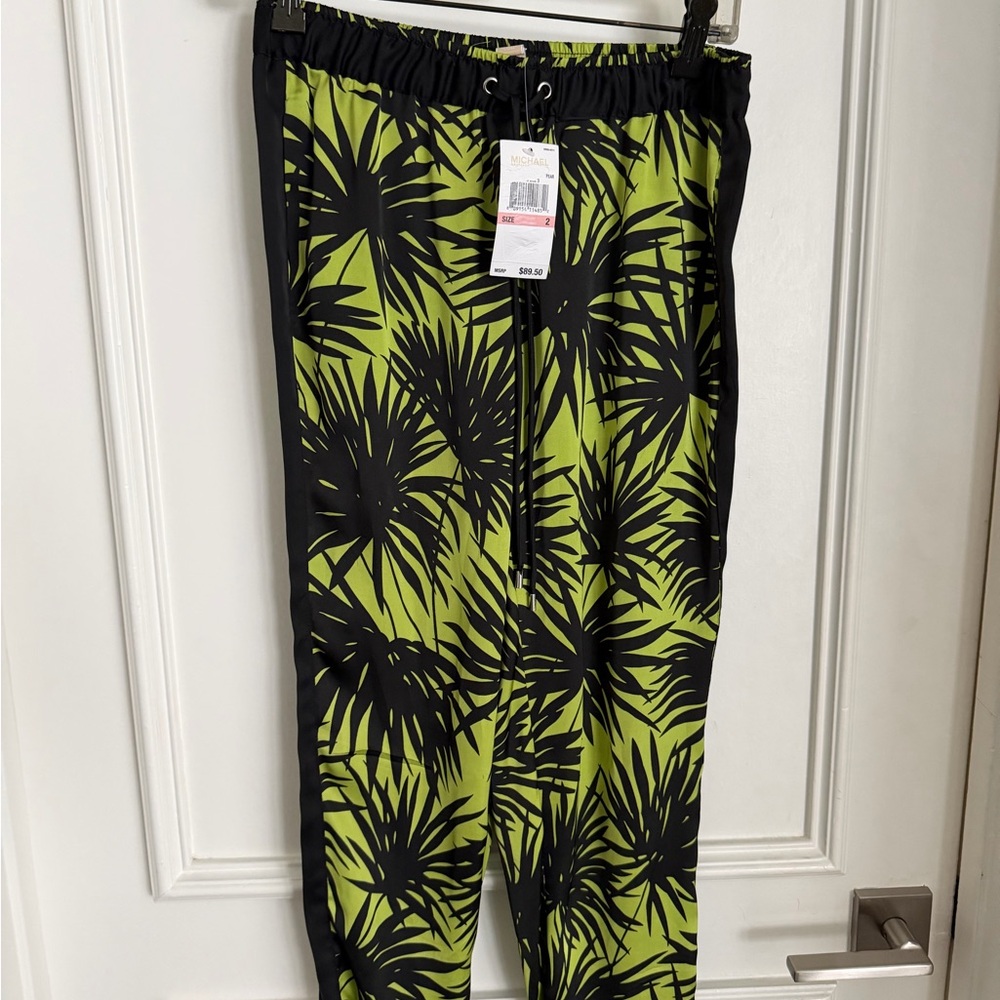 Michael Kors Lime and Black Patterned Pants
